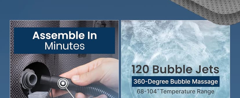 ALEKO Diamond 4-Person Inflatable Jetted Hot Tub | 120 Soothing Bubble Jets | Energy Efficient Cover | LED Lights with 7 Lights | 360-Degree Bubble Massage | 211 Gallon Water Capacity