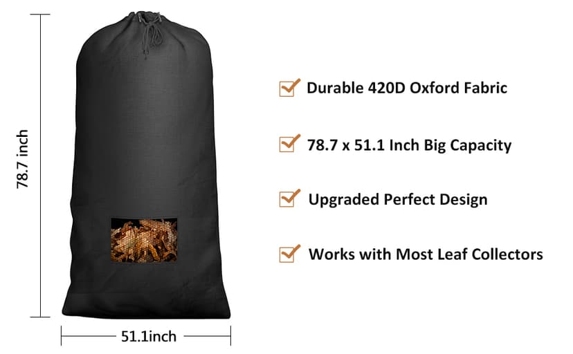 Lawn Tractor Leaf Bag, Grass Catcher Bag, 78.7 x 51.1Inch, Large Capacity for Fast Leaf Collection, Mesh Vent Design,Upgraded Thickened Heavy Duty Material Fits for Most Riding Lawn Mowers