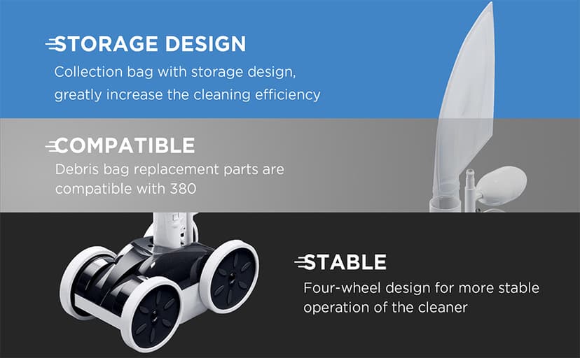 MAKHOON Upgrade Pool Pressure Side Sweeper: Professional Solution for Cleaning Your Swimming Pool (Four Wheels are Better Than Three)