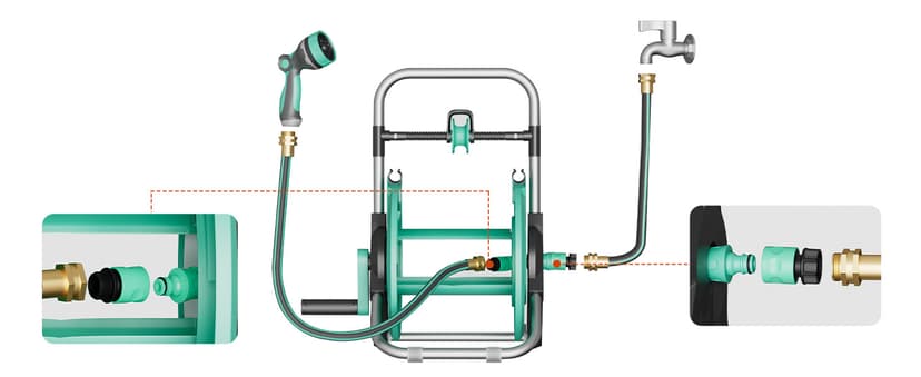 Portable Garden Hose Reel Cart, Hold Up to 50-75 Ft Hose, Wall Mounted Water Hose Reel, Mobile Garden Hose Holder Tools With Built-In Guide, for Outside Car Washing, Watering