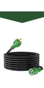 RVGUARD Emergency Power Combo Kit, 15 Foot 50 Amp Generator Cord and Power Inlet Box, NEMA 14-50P to SS2-50R Generator Cord with NEMA SS2-50P Pre-Drilled Generator Inlet Box, ETL Listed