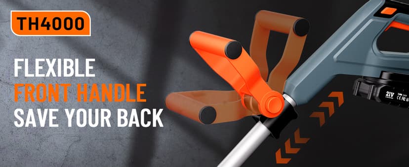 Cordless Tiller for Gardening 360 RPM Rototiller TH4000 Cultivator TaskStar Electric Garden Tiller Battery Powered Total 4000mAh,48 Heavy-Duty Steel Tines for Smooth Ground Breaking,Tending,Composting