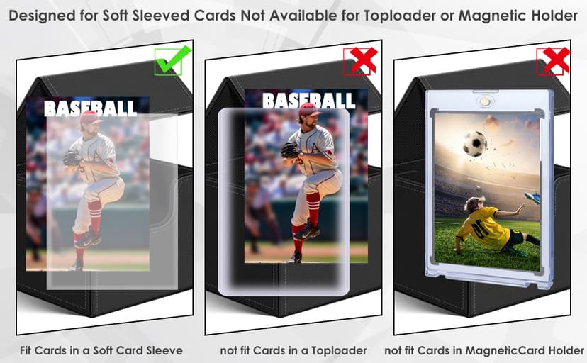 Homthy 4 Pack Card Box - Large Size, Fits 400+ Sleeved Cards, Compatible with Mtg Deck, Premium Leather Card Box for Trading Cards