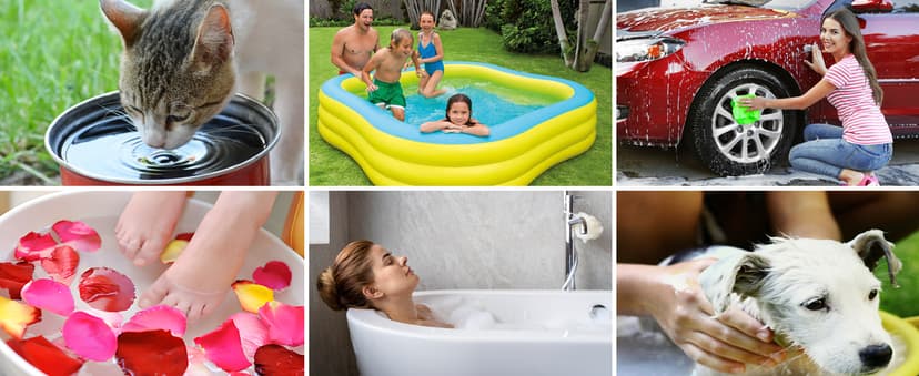 2000W Pool Heater for Inflatable Above Ground Swimming Pool, Immersion Water Heater for Bathtub Automatic Power Off, Submersible Electric Water Heater, Portable Bucket Heater with 304 Stainless Guard