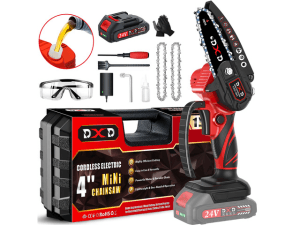 Handheld Mini Cordless Electric Chainsaw with Battery&Gas Powered Option,6-Inch chainsaw&Pruning Attachment Bar Oil Jug, Safety Gloves, Chainsaw Chain & Caseightweiaht for Tree Trimming. Wood Cutting