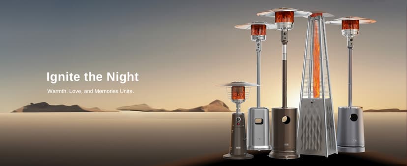 EAST OAK 50,000 BTU Patio Heater with Sand Box, Table Design, Double-Layer Stainless Steel Burner, Wheels, Triple Protection System, Outdoor Heater for Home and Residential, Polar Night