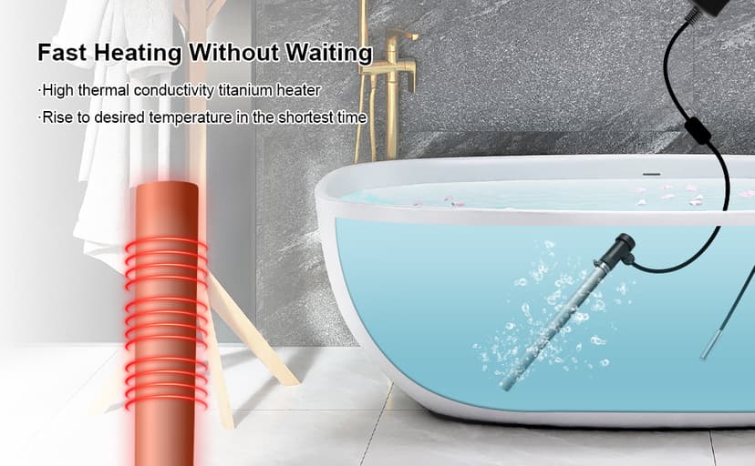 1500W 120V Titanium Heater Assembly with Sensor, for Bathtub Pool Water Tank Cattle Trough, Submersible Hot Tub Heater, Portable Electric Heater