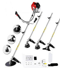 58CC Weed Wacker Brush Cutter, Gas Powered String Trimmer 4-in-1 Gas Weed Eater with 4 Detachable Heads Straight Shaft 2-Cycle for Weed, Brush(Green)