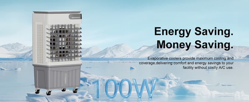 MEPTY 2500CFM Swamp Cooler Air Conditioner, 3-IN-1 Evaporative Air Cooler with 8Gal Tank, 120°Oscillation, 12H Timer, Remote Control, 3 Speeds, Outdoor Cooling Fan for Patio, Garage, Porch,Indoor Use