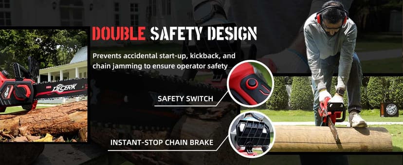 Chainsaw Cordless, 12 Inch Electric Chain Saw with 21V Battery Powered, Handheld Brushless Chainsaws with Tool-free Chain Tension & Auto Lubrication for Tree, Wood Cutting, Courtyard, Household