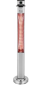 SereneLife Infrared Patio Heater, Electric Patio Heater for Indoor/Outdoor Use, Portable Stand Heater with Remote Control, 1500 W, for Restaurant, Patio, Backyard, Garage, Decks (Black)