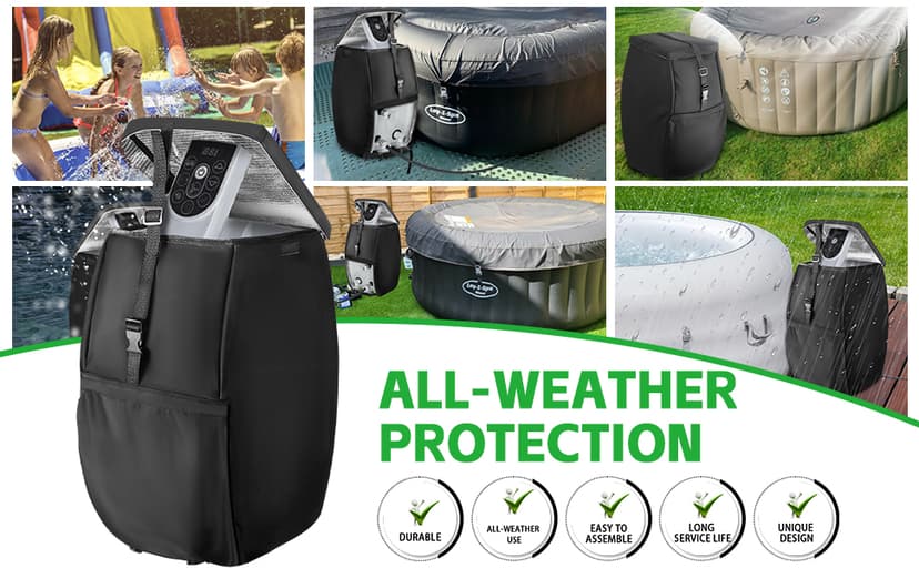 Hot Tub Spa Heater Pump Cover Black - Weatherproof Water Pump Cover for Winter Freeze Protection - Compatible with Heating Pumps with 3 Connectors(Cover Only)