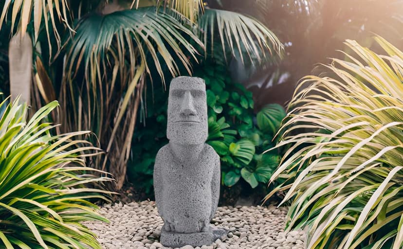 Easter Island Moai Statue - Stone Moai Figurine Decor for Home & Outdoor Garden - 3 (Large Size)
