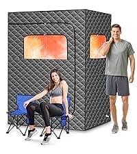 Upgraded Version Portable Sauna for Home Full Body Personal Sauna Steam Sauna Tent at Home Spa with 2.6L 1000W Steam Generator, 90 Minute Timer, Foldable Chair, Remote Control, Sauna Box(Black)