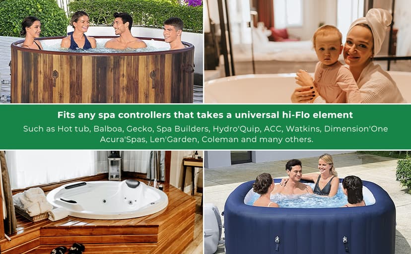 5.5KW 240V Titanium Flo-Thru Universal Heating Element, Hot Tub Heater Element with Mounting Hardware Replacement for Balboa Spa Heater Element, Applicable in Spas Electric Heaters Or Swimming Pools