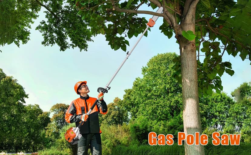 48CC Gas Powered Pole Saws,2-Stroke Gas Pole Saws for Tree Trimming with11.5in Cutting Bar,Extendable Pole to Height 16FT Cutting Chainsaw Tree Trimmer