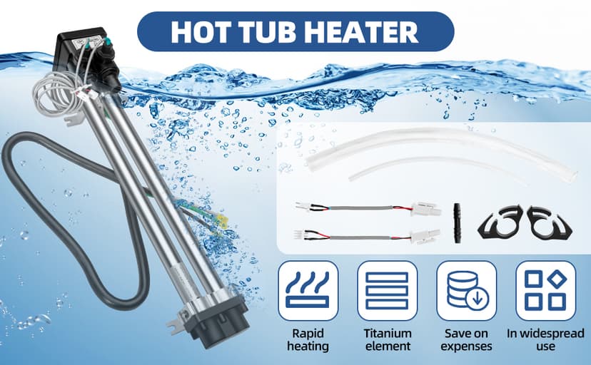 Hot Tub Heater 26-C3160-1S Suit for 1995+ Hot Spring Spa Heater Tiger River Watkins Spa Parts C3160-1 C3564-1 73790 7211 Titanium Heater Double-Pass 1.5kW/6kW 120V/240V 8.3A/16.6A