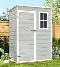 Patiowell 82 Gallon Resin Deck Box, Waterproof Large Wood Look Storage Box for Patio Furniture, Pool Accessories, Garden Tools and Sports Equipment, Lockable, Grey