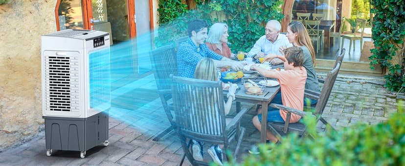 Evaporative Cooler, VAGKRI 2100CFM Air Cooler, 120°Oscillation Swamp Cooler with Remote Control, 24H Timer, 3 Wind Speeds for Outdoor Indoor Use,8 Gallon