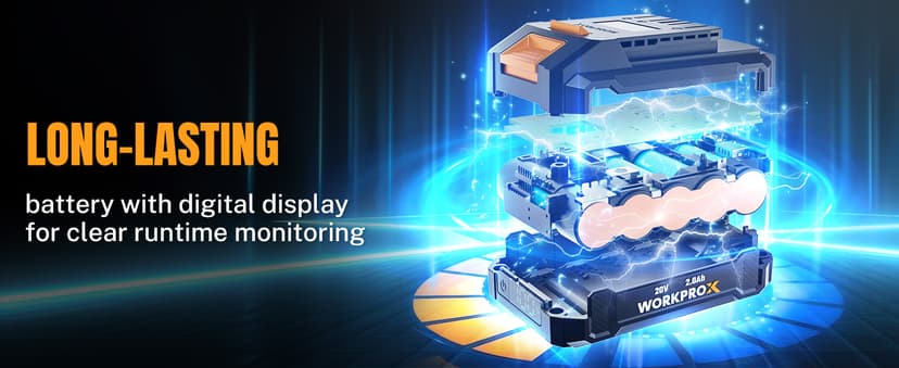 WORKPROX 20V Cordless Grass Shear & Shrubbery Trimmer - 2-in-1 Handheld Electric Grass Trimmer Hedge Shears/Grass Cutter, Rechargeable Lithium-Ion Battery and Type-C Cable Included