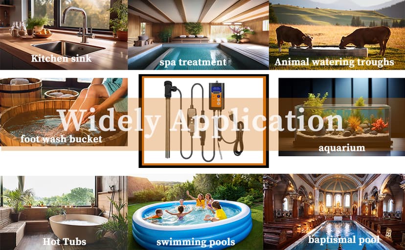 240V 3500W Fully Submersible Portable Electric Hot Tub & Large Pool immersion Water Heater with Thermostat, GFCI Leakage Protection for Bathtubs, Baptismal pool, Buckets, Swimming Pool