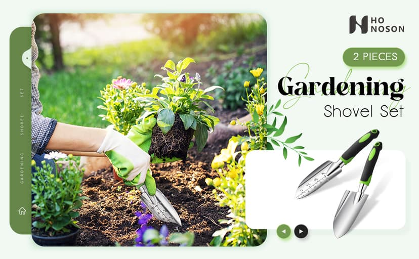 Honoson Garden Hand Trowel Transplant Trowel with Measurements Aluminum Alloy Planting Tools with Rubber Handle Small Gardening Hand Tools Shovels for Gardening Cultivating Transplanting Supplies