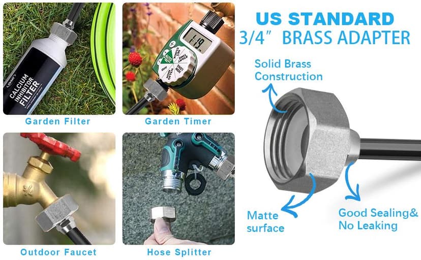 Misters for Outside Patio 63FT(19.2M)+21 Brass Mist Nozzles+a Brass Adapter(3/4") Detachable outdoor misting cooling system for Garden, waterpark, Greenhouse, Backyard, Fan, Umbrella, Deck, Canopy