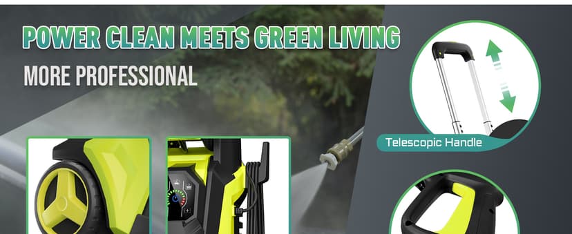 Electric Pressure Washer 5000PSI-Max 3.6GPM Power Washer Touch Screen Adjustable Pressure,4 Nozzles and 500ml Foam Cannon Power Washer Cleaning for Patio Yellow