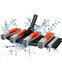 Heavy Duty Pool Vacuum Head with Side Brush & Wheels for Vinyl Liner Professional Weighted Swimming Pool Vac Cleaner Heads for Inground & Above Ground Pool - Orange