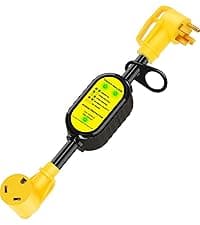 EyGde 50 Amp to 4 Prong 30 Amp Generator Adapter with Surge Protector - Patented NEMA 14-50P Twist Lock Male to L14-30R Female Plug, STW Cord with Circuit Analyzer for Generator