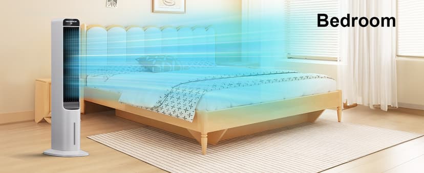 MEPTY 41" Swamp Cooler, 3 in 1 Evaporative Air Cooler with Remote, Portable Cooling Fans that Blow Cold Air with 3 Speeds, 4 Modes, Tower Fan 120° Oscillation Air Conditioner for Bedroom Home Office