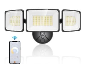 Onforu 55W Smart LED Flood Lights Outdoor, 5500LM, Tunable 2700K-6500K, APP Control, WiFi Alexa Security Lights with Timer & Adjustable 3 Head, IP65 Waterproof for House, Yard, Porch, Garage, Backyard