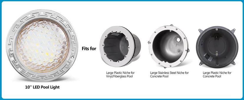 SURAIELEC 12V AC Pool Lights for Inground Pool, 10 inch Underwater Pool Light Replacement, 35W LED, 3000LM, 6000K Cool White, Swimming Pool Light for Pentair Wet Niches, 50FT Cord