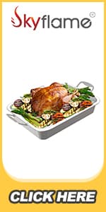 Skyflame Wood Chip Smoker Box, Stainless Steel Double V-shape BBQ Smoke Box with Hinged Lid for Charcoal & Propane Gas Grill, 12.5"(L) x 3.3"(W) x 2.5"(H), U.S. Design Patent