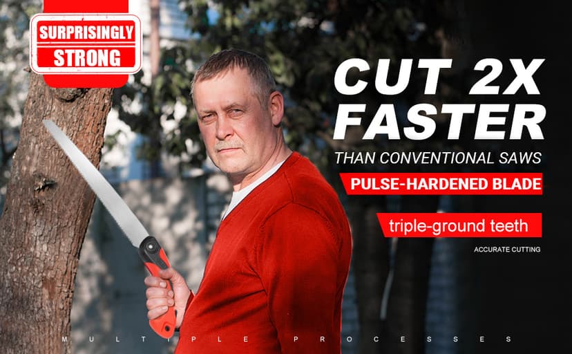 Pruning Saw with Scabbard Japanese Fixed Straight Hand Saw, Portable Tree Limb Cutter 11 Inch Blade Garden Pruner tool for Camping, Dry Wood and Fruit Trees