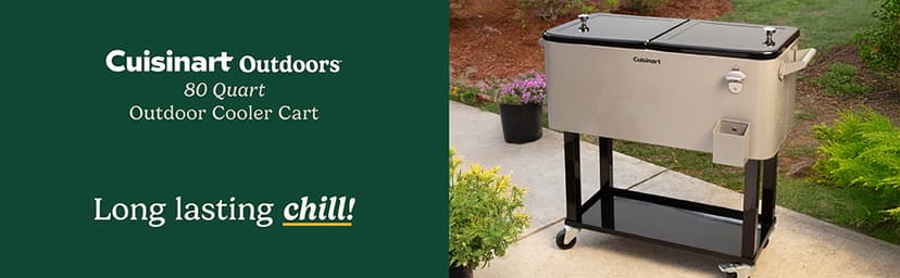 Cuisinart 80 Qt Cooler Cart, Portable Outdoor Beverage Cooler with Storage Shelf, Bottle Opener and Cap Collector, Summer BBQs, Cookouts and Tailgates, 48 Hour Cold Drinks, Chill, Fresh Sodas and Beer