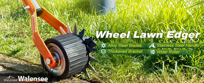 Walensee Wheel Rotary Edger, 69.7 Inch Hand Manual Edger Lawn Tool with Adjustable Stainless Steel Handle, Trimming Grass Weed Edger with Cushion Grip for Garden Sidewalks Driveways and Landscaping