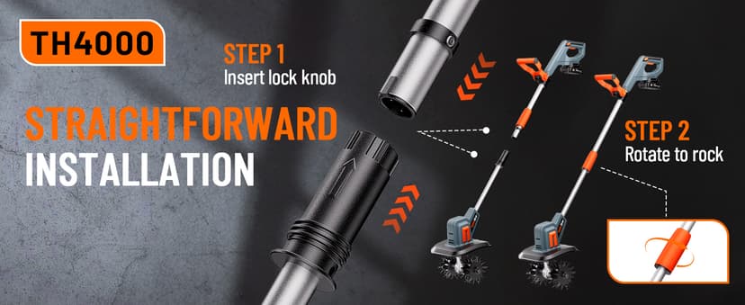 Cordless Tiller for Gardening 360 RPM Rototiller TH4000 Cultivator TaskStar Electric Garden Tiller Battery Powered Total 4000mAh,48 Heavy-Duty Steel Tines for Smooth Ground Breaking,Tending,Composting