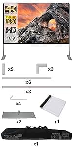 Projector Screen with Stand 120 inch Portable Projection Screen 16:9 4K HD Rear Front Projections Movies Screen with Carry Bag for Indoor Outdoor Home Theater Backyard Cinema Travel