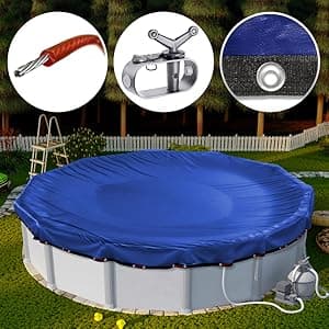 Premium Heavy-Duty Winter Pool Cover - Royal Blue, Extra Thick and Durable, Tear-Proof, UV-Resistant, Reinforced Edges, Easy Install, All-Season Protection for 18-ft x 34-ft Oval Above Ground Pools