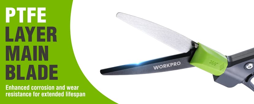 WORKPRO Grass Shears Handheld, Ultra-Sharp Grass Clippers with 360 Degree Swivel Blades, Manual Grass Cutter, Non-Slip Garden Shears, Gardening Scissors, Plant Clippers for Precise Lawn Trimming