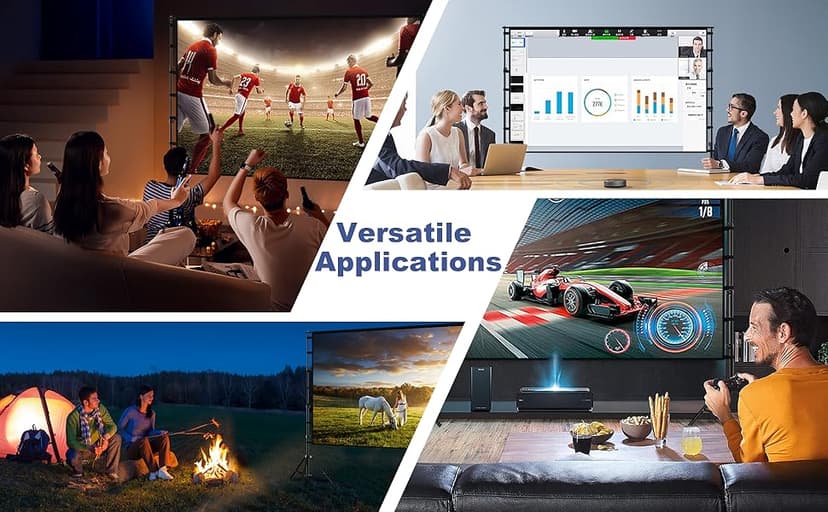 Projector Screen with Stand, Wootfairy 150 inch Portable and Foldable Projection Screen 4K HD 16:9 Rear Front Wrinkle-Free Movie Screen with Carry Bag for Indoor Outdoor Home Theater Backyard Cinema