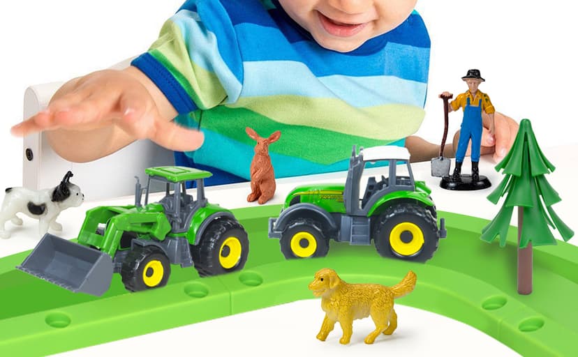 5 Pack Farm Tractor Toys, Die Cast Alloy Farm Trucks Tractor Toys for Kids 3-5 6 7 8 9 Farm Equipment Toys for 3 Years Old and Up Boys Toddlers Gifts - Includes Tractors, Combine Harvester