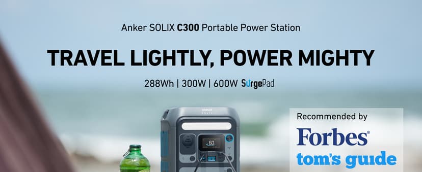 Anker SOLIX C300 Portable Power Station, Outdoor 288Wh LiFePO4 Battery, 300W (600W Surge) Solar Generator, 140W Two-Way Fast Charging, for Camping, Traveling, and Emergencies (Solar Panel Optional)