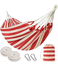 Brazilian Hammock with Tree Straps - Cotton Hammocks Portable Hammock with Carry Bag for Backyard, Porch, Outdoor and Indoor Use Yellow & Green