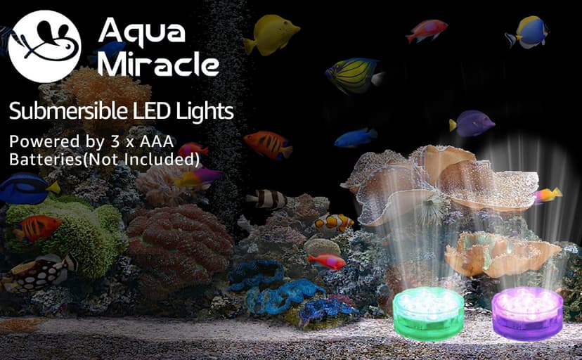 AquaMiracle Submersible LED Lights with Remote Shower Lights Waterproof Battery Operated, Multi Color Changing Hot Tub Lights for Pool, Pond, Aquarium, Bath, Party, Vase Decoration (2-Pack)