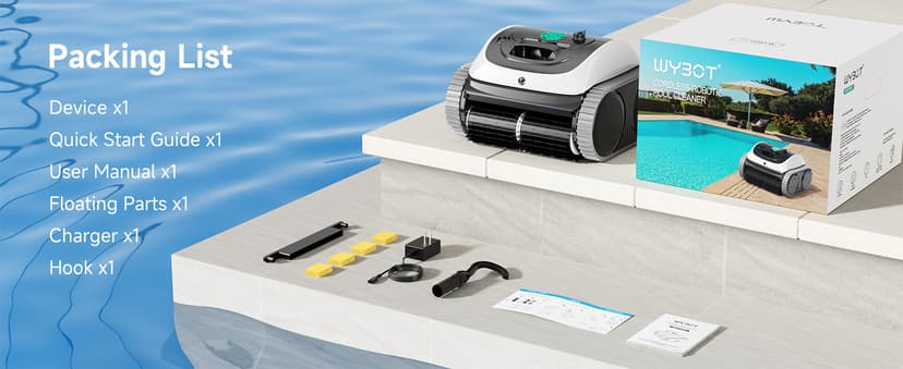 (2025 Upgrade) WYBOT C1 Robotic Pool Vacuum for Inground Pools, 150min Runtime Cordless Pool Cleaner, 4-in-1 Wall & Waterline Cleaning Up to 1,614Sq.ft, Smart Navigation, App Support