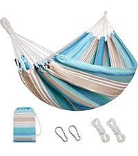 Brazilian Hammock with Tree Straps - Cotton Hammocks Portable Hammock with Carry Bag for Backyard, Porch, Outdoor and Indoor Use Yellow & Green