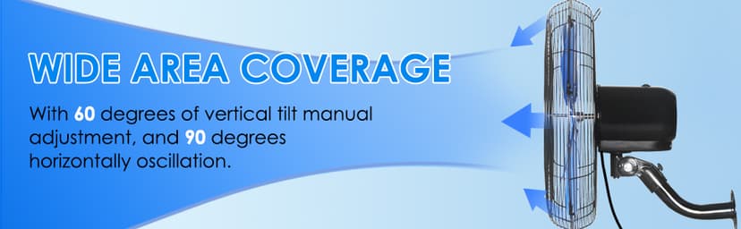 KEN BROWN 18 Inch 3-Speed High Velocity Industrial Oscillating Fan, Wall Mount Fan with Max. 4200 CFM, Seperated Switch and 5 Blades, Heavy Duty Metal for Household/Patio/Workshop, Blue