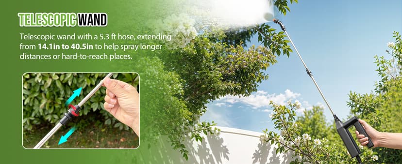 Battery Powered Sprayer 3.2 Gallon, VAXMAY Backpack Sprayer with 3 Adjustable Speeds, Battery Indicator, 5 Mist Nozzles, 41" Retractable Wand, USB Rechargeable Weed Sprayer for Lawn Garden Yard